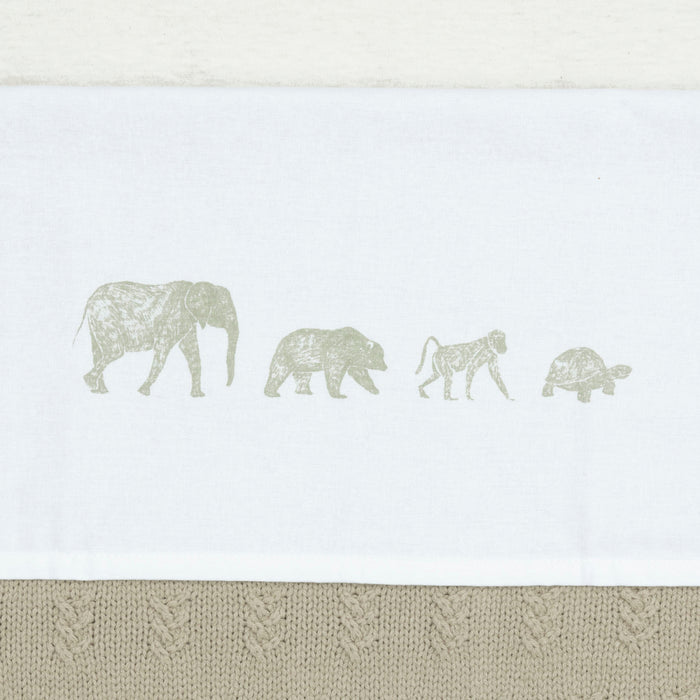 Jollein - Laken Wieg 75x100cm - Animals of the world - Olive Green