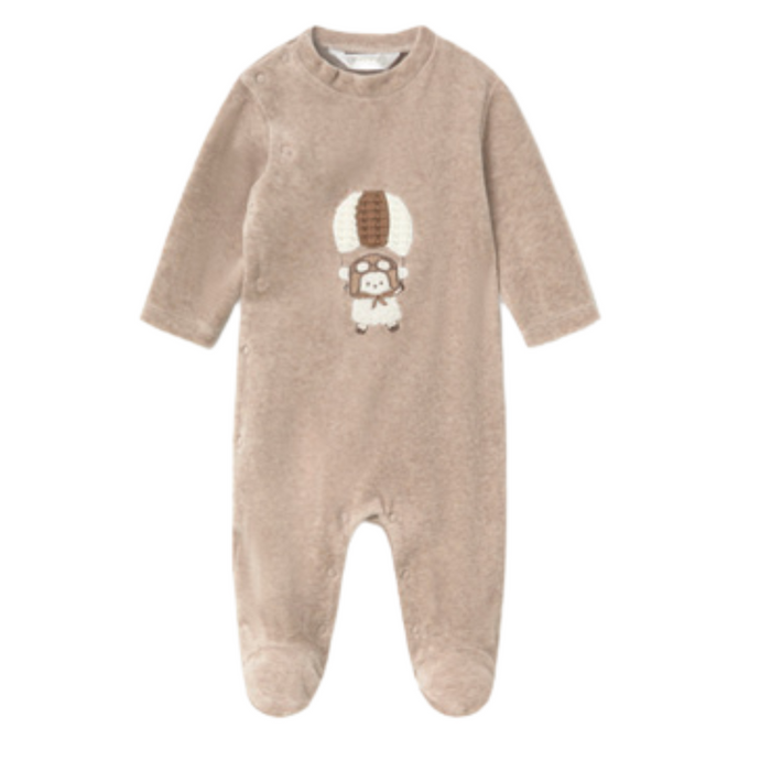 Mayoral - 2 Pcs velour onesie H. Mocha