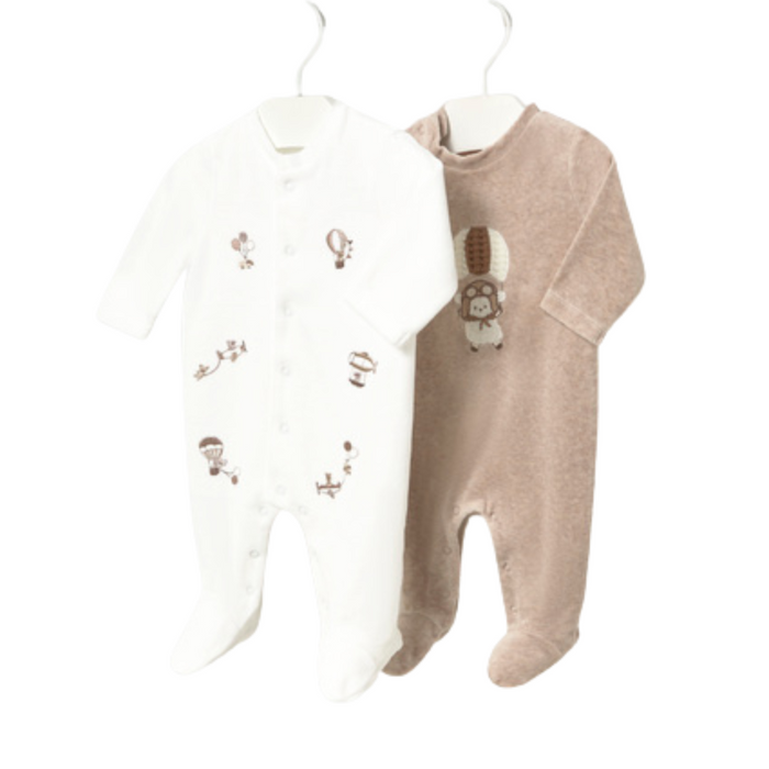 Mayoral - 2 Pcs velour onesie H. Mocha