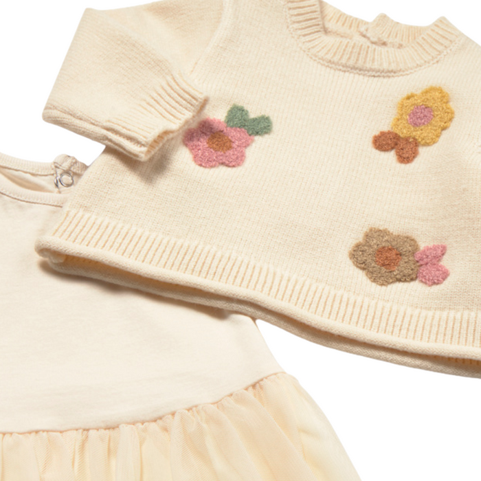 Mayoral - Tricot/tulle dress Cream