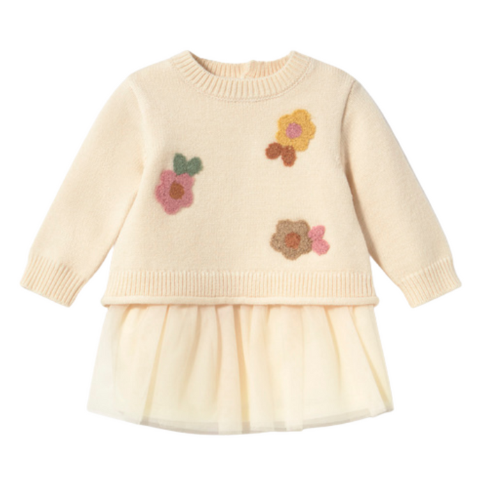 Mayoral - Tricot/tulle dress Cream
