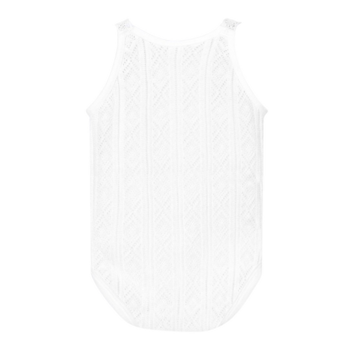 Babidu - Body met fijne bandjes en strikje - Wit