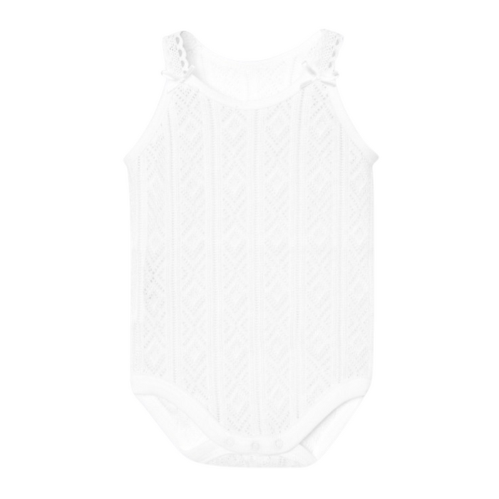 Babidu - Body met fijne bandjes en strikje - Wit