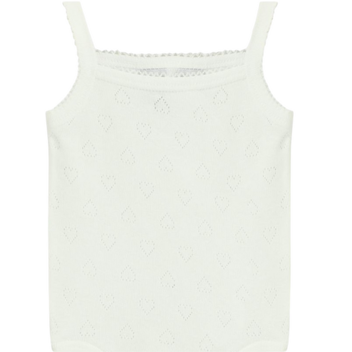 Babidu - Body met spaghettibandjes - Wit met hartjesmotief