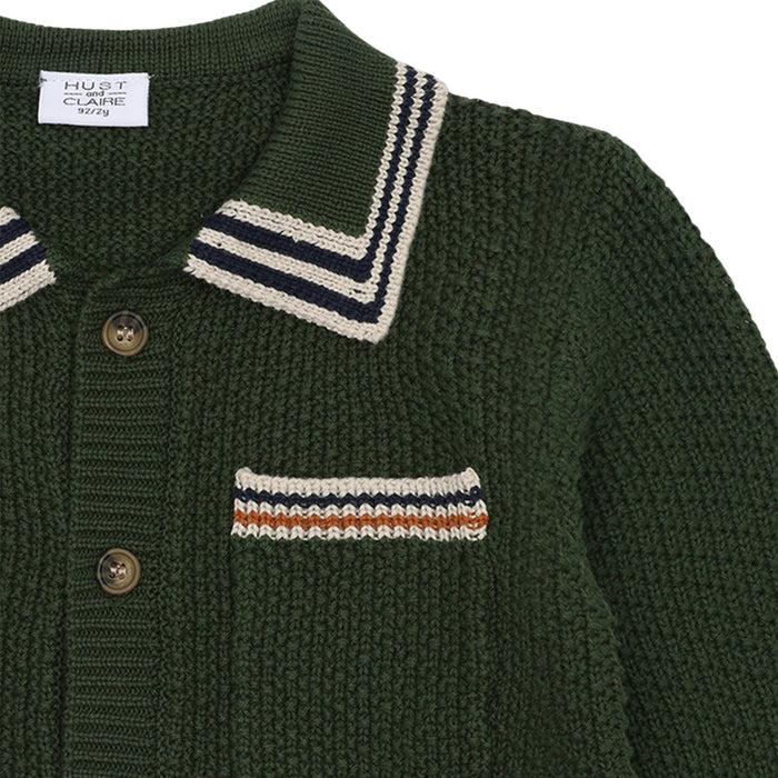 Hust and Claire - Pelle polo cardigan - Deep Ivy