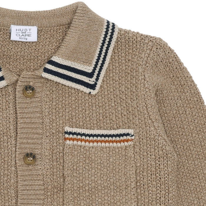 Hust and Claire - Pelle polo cardigan - Biscuit