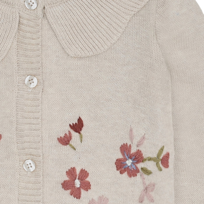 Hust and Claire - Camilia flower emb. - Wheat Melange