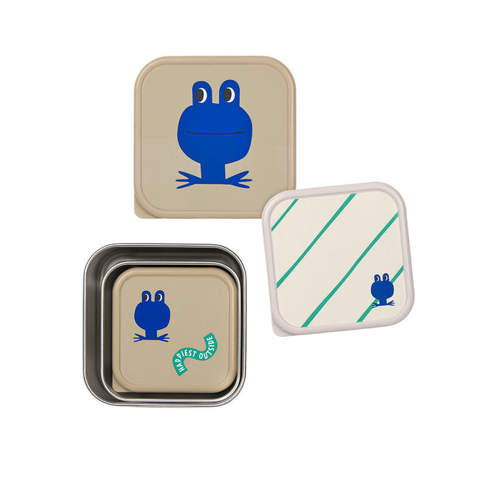Lassig - Snackbox Stainless Steel 3 pcs Happy Trails Frog