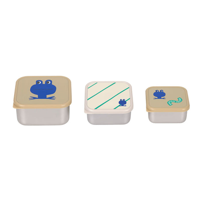 Lassig - Snackbox Stainless Steel 3 pcs Happy Trails Frog