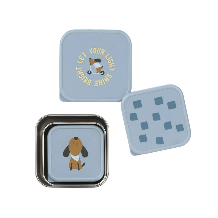 Lassig - Snackbox Stainless Steel 3 pcs Pattern Party Blue