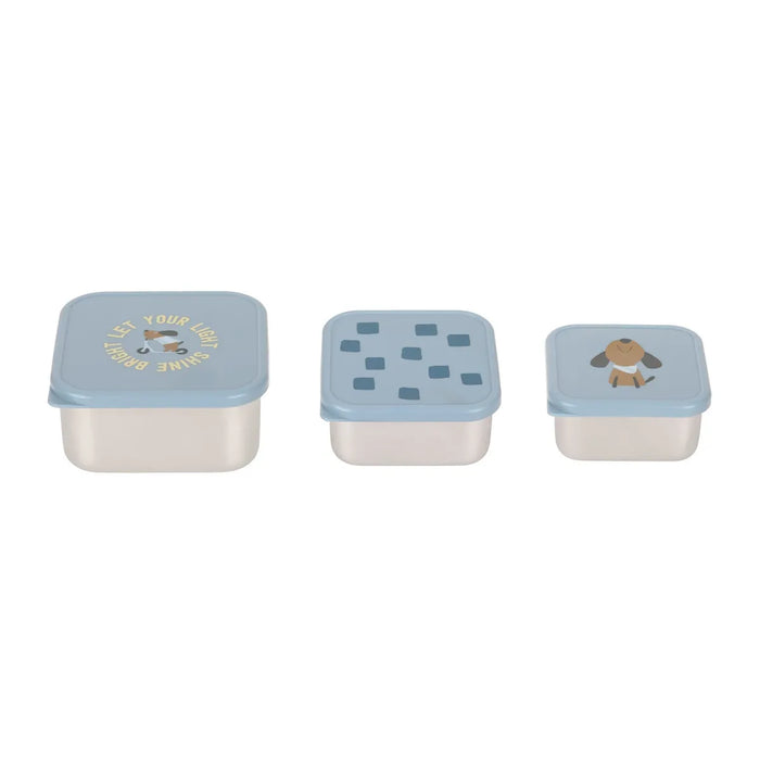 Lassig - Snackbox Stainless Steel 3 pcs Pattern Party Blue