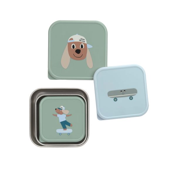 Lassig - Snackbox Stainless Steel 3 pcs Tiny team Dog