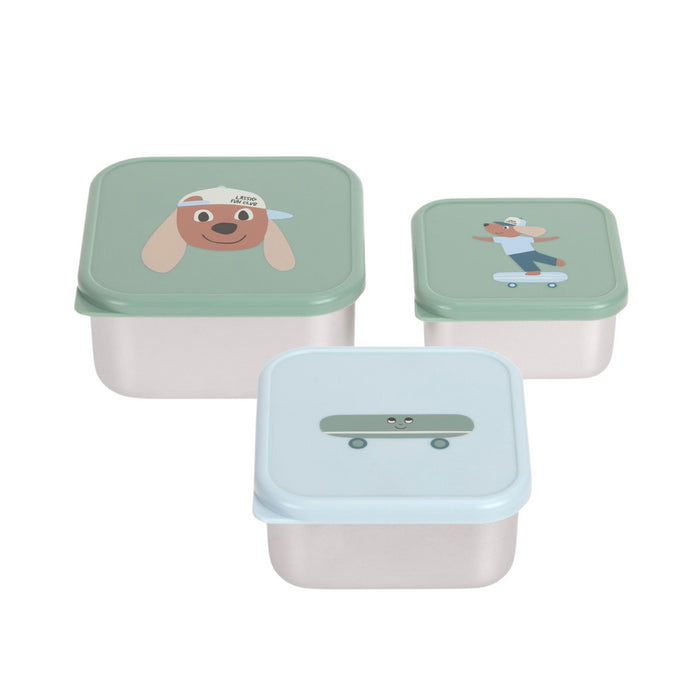 Lassig - Snackbox Stainless Steel 3 pcs Tiny team Dog