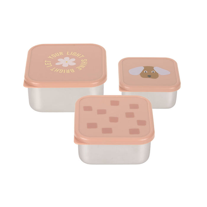 Lassig - Snackbox Stainless Steel 3 pcs Pattern Party Rose