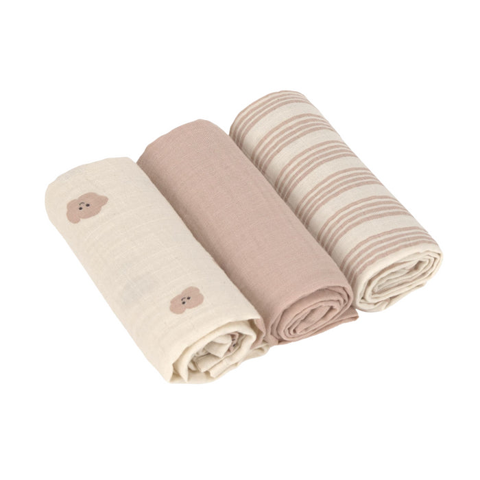 Lassig - Swaddle & Burp Blanket M 3 pcs Tiny Team mushroom (60 x 60 cm)