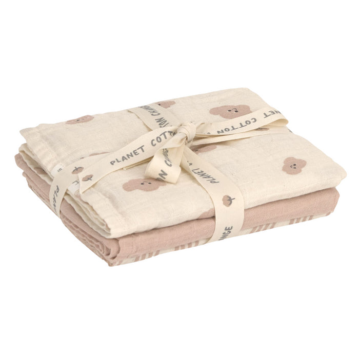 Lassig - Swaddle & Burp Blanket M 3 pcs Tiny Team mushroom (60 x 60 cm)