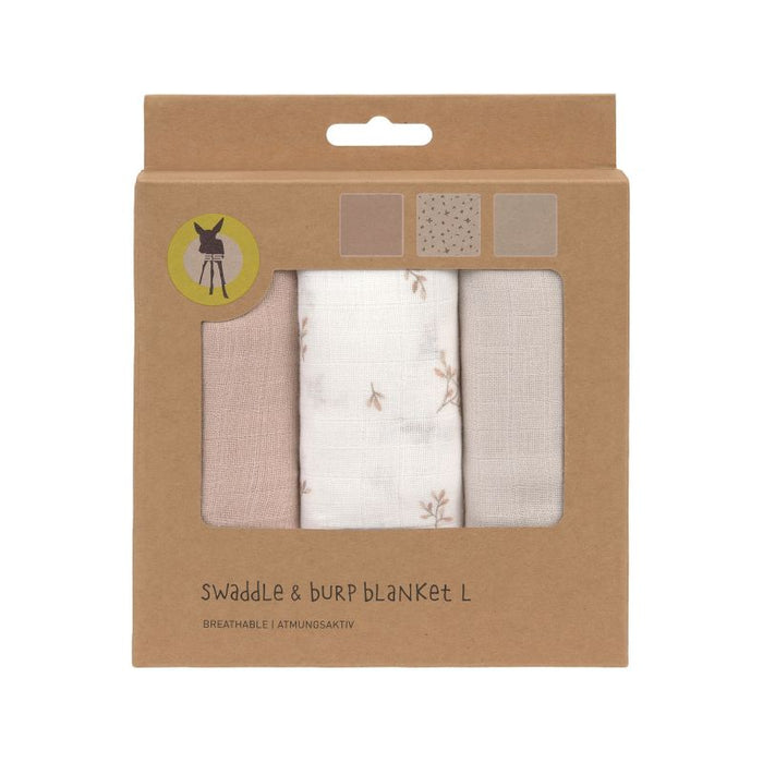 Lassig - Swaddle & Burp Blanket L Miracle of Nature Leaves (80x80cm)