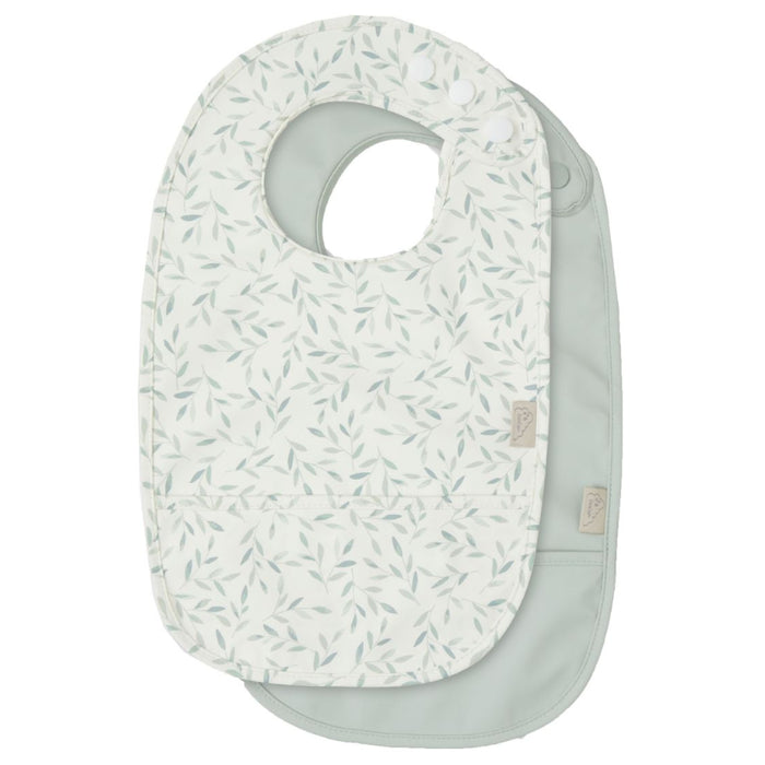 Camcam - Bib W/ Pocket, 2 Pack Green leaves/dusty green