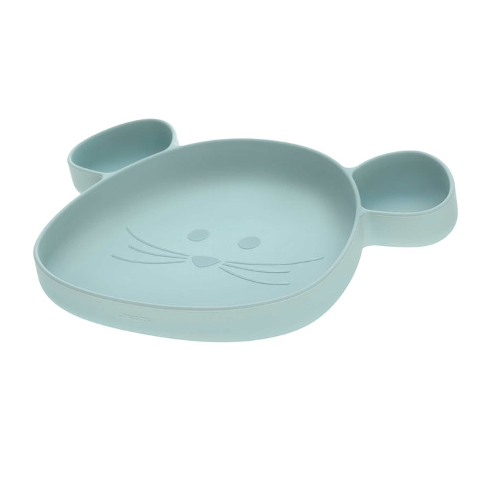 Lassig - Section Plate Silicone Little Chums Mouse blue