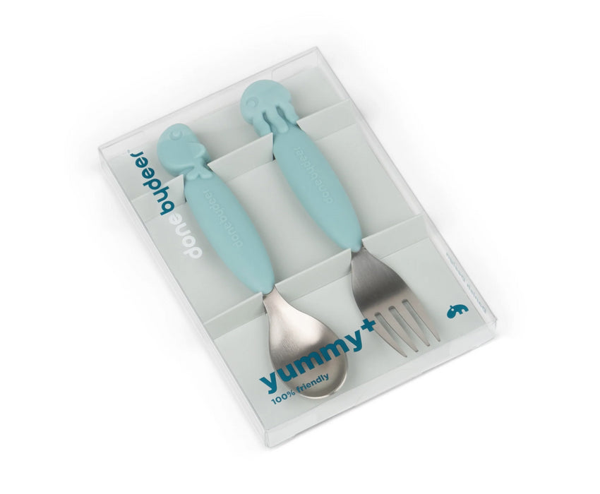 Done by Deer - YummyPlus spoon & fork set. Sea friends. Blue