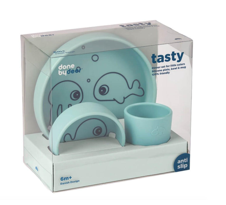 Done by Deer - Silicone dinner set. Sea friends. Blue