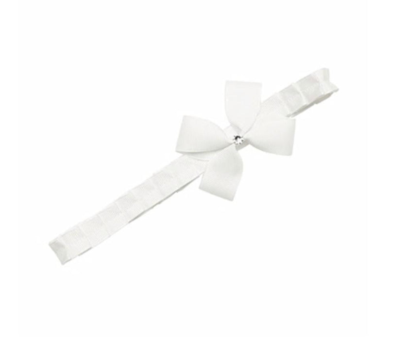 Prinsessefin - Haarbandje strik met Swarovski diamant, Cornelia Off-White