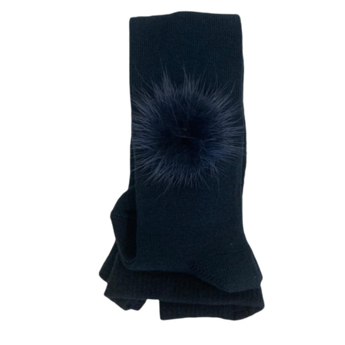 Meia Pata - Broekkousen - Collants donkerblauw met pompom