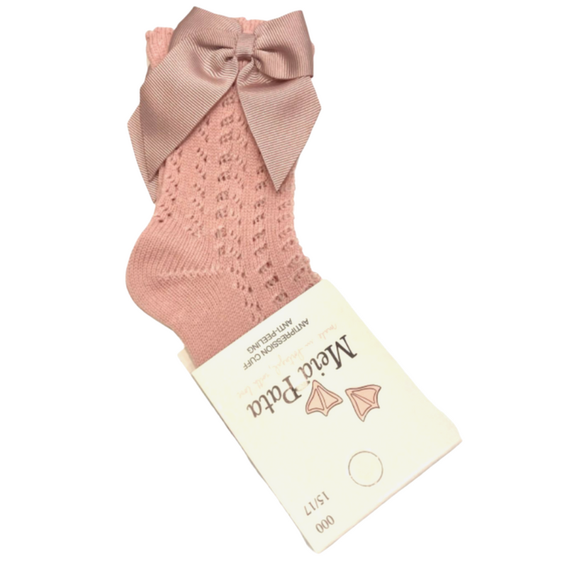 Meia Pata - Kniekousen gehaakt in oud roze met strik