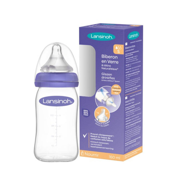 Lansinoh - Natural wave fles 160 ml in glas