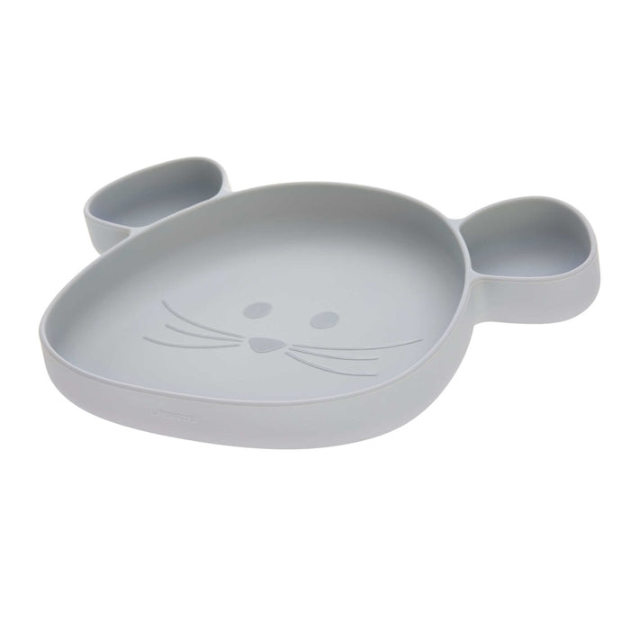 Lassig - Section Plate Silicone Little Chums Mouse grey