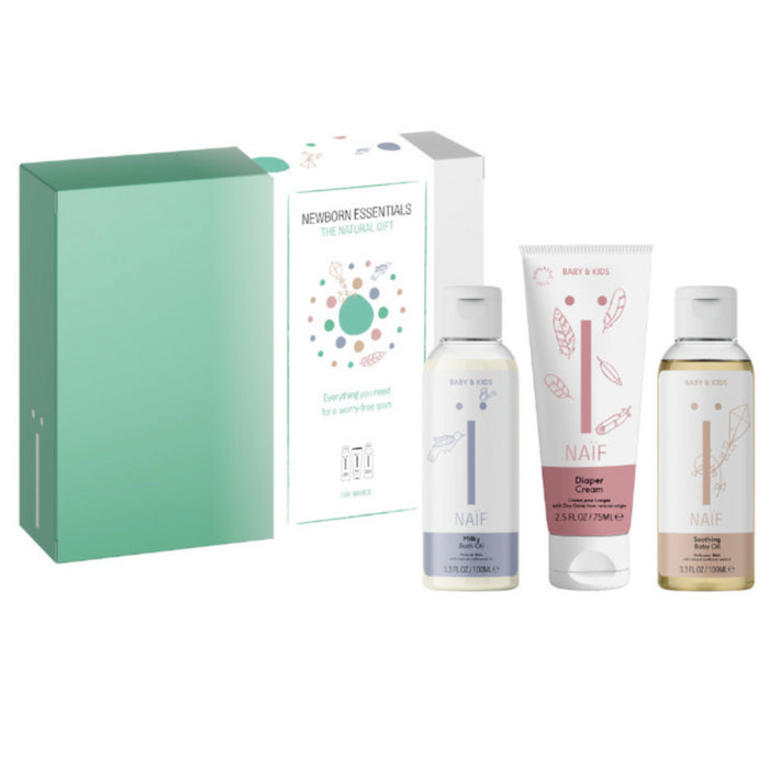 Naif - Newborn Essentials (bath oil 100ml. diaper cream 75ml. baby oil 100ml)Box