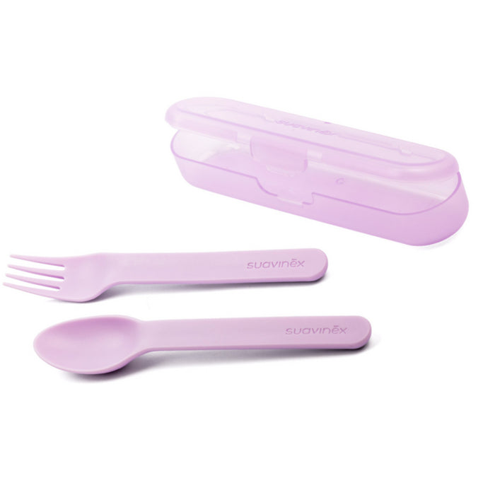 Suavinex - FEEDING - Booo - Cutlery Set with case - Purple