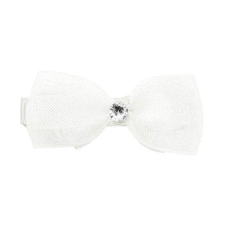 Prinsessefin - Haarspeldje organza met swarovski diamant en antisliplaag, Caroline Off-White