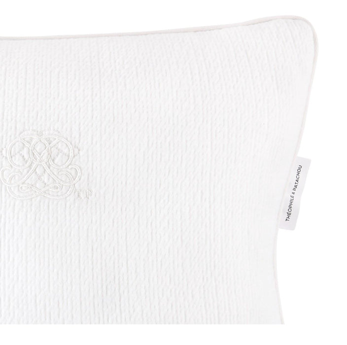 Théophile & Patachou - Cotton White - Kussen geborduurd -gewafeld