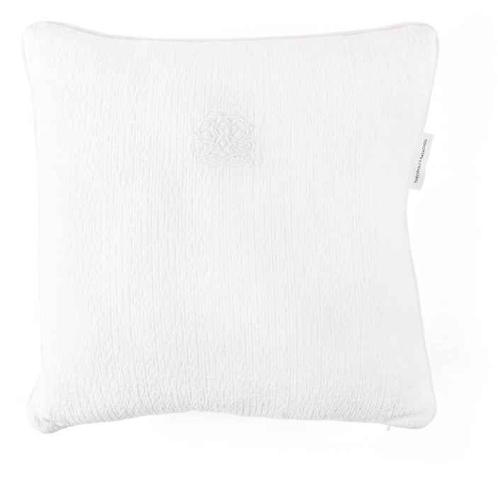 Théophile & Patachou - Cotton White - Kussen geborduurd -gewafeld