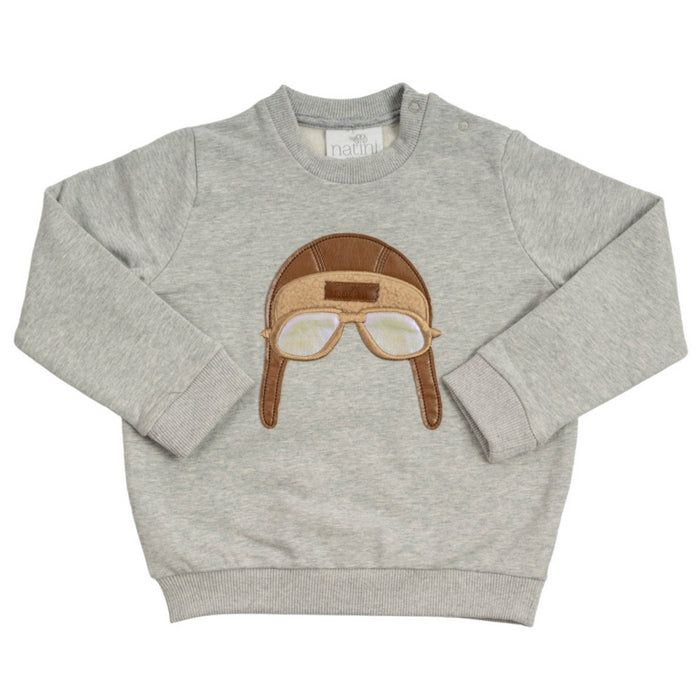 Natini - Sweater Pilot Grijs/bruin