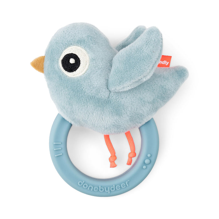 Done by Deer - Sensory rattle w/teether Birdee Blue