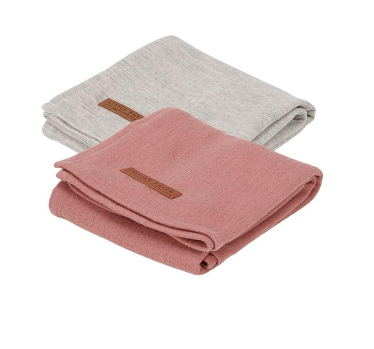 Little Dutch  - Swaddle doeken 70 x 70 Pure Grey / Pure Pink Blush