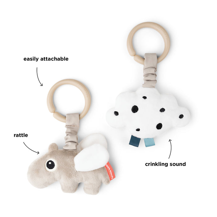 Done by Deer - Hanging activity toy 2 pcs Happy clouds Sand