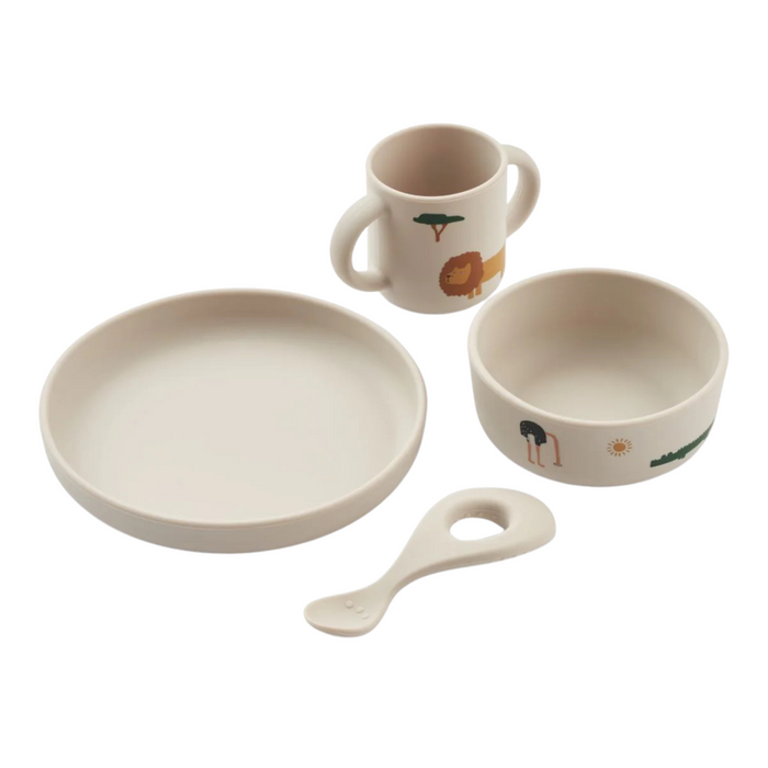 Liewood - Vivi Printed Tableware Set - Safari sandy mix