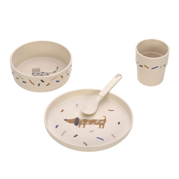 Lassig - Dish Set PP/Cellulose Little Mateys Royal Blue (Plate, Bowl, Mug, Spoon)
