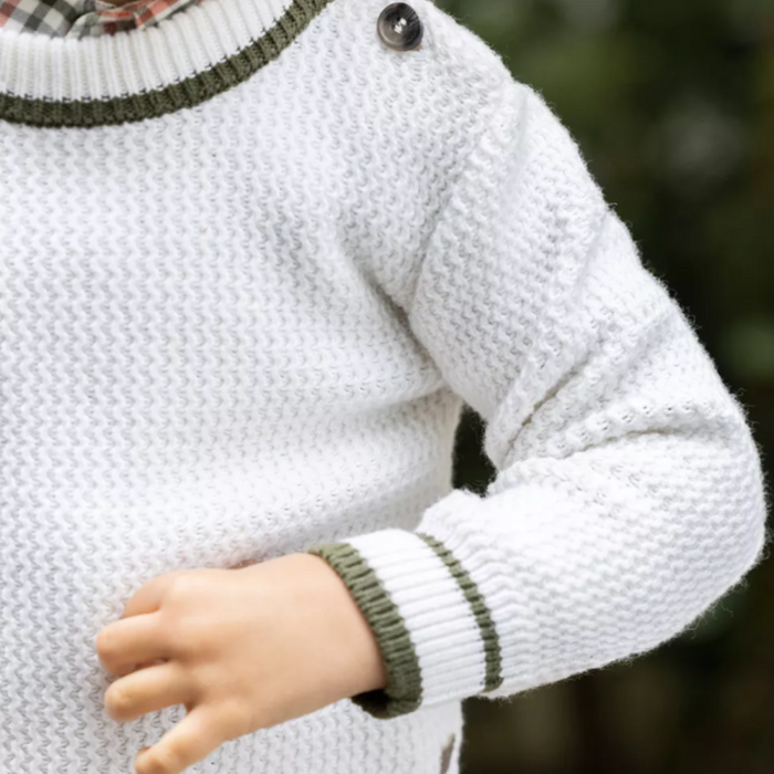 Tartine et Chocolat - Trui in off-white en kaki