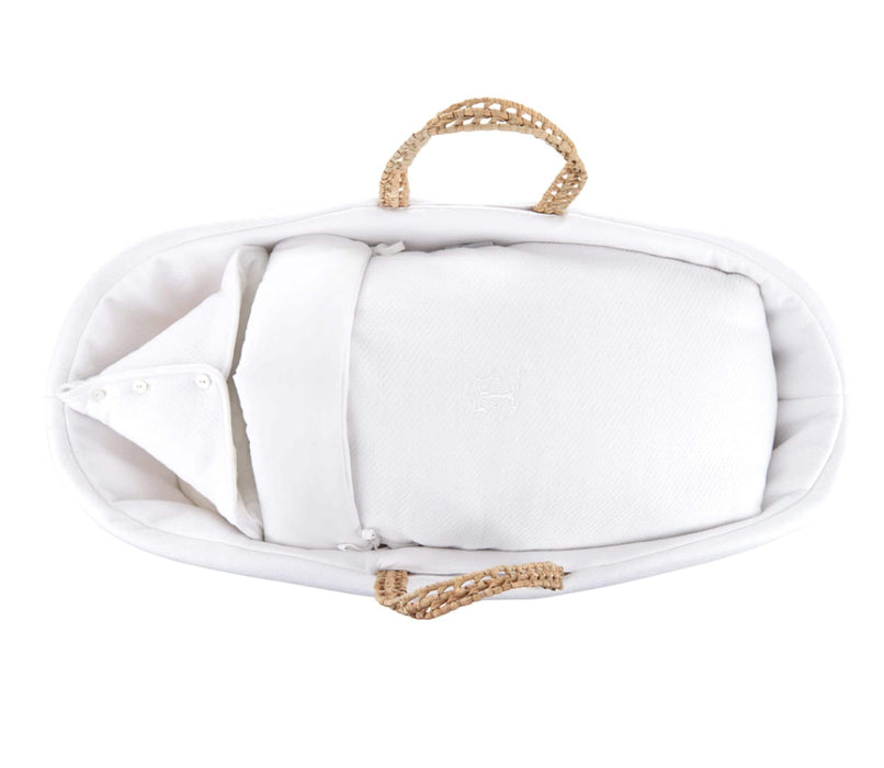 Théophile & Patachou - Wiegen - Rieten reiswieg + Aankleding gewafeld wit