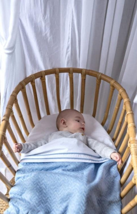 Poetree - Chevron Denim Blue - Wiegdeken 80x100cm