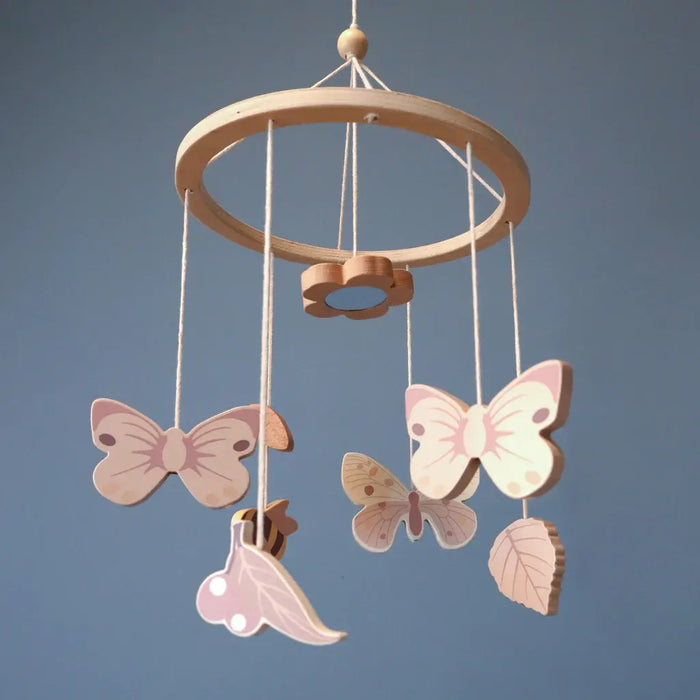 Camcam - WOODEN COT MOBILE, FSC 100 % - BUTTERFLIES