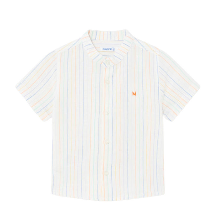 Mayoral - S/s linen mao collar shirt - Multicolou