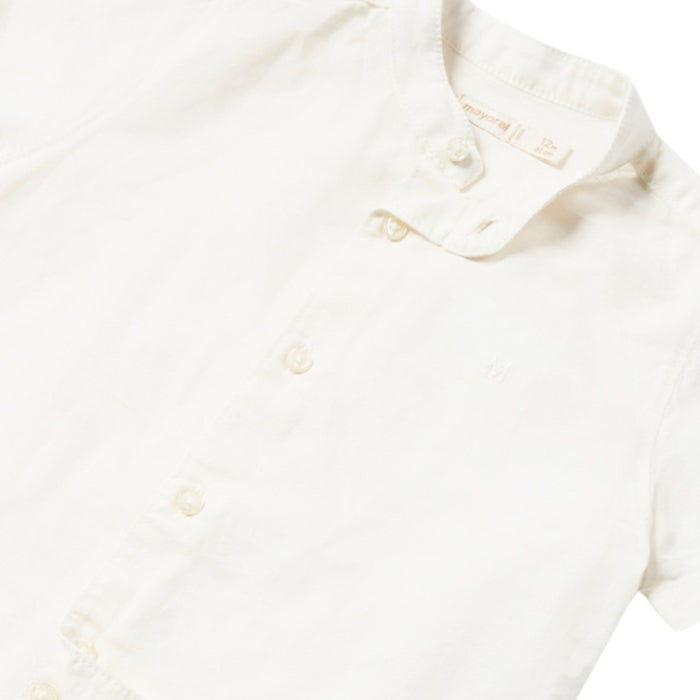 Mayoral - S/s linen mao collar shirt - Natural