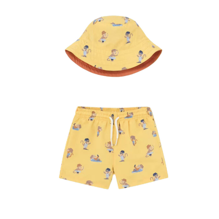 Mayoral - Swim short w/bucket hat set - Banana