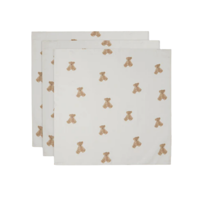 Jollein - Hydrofiele Doek Small 70x70cm Teddy Bear - 3 Stuks