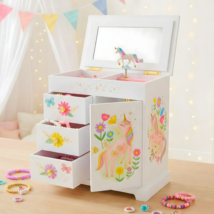 Giggle & Honey - Muziekdoos Juwelen - Floral Unicorn